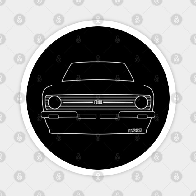 Ford Escort Mk2 RS Mexico classic car outline graphic (white) Magnet by soitwouldseem